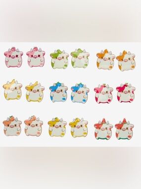 Cow Fruit Resin Stud Nickel Free Earrings NEW PICK ONE Banana Peach Lemon ETC